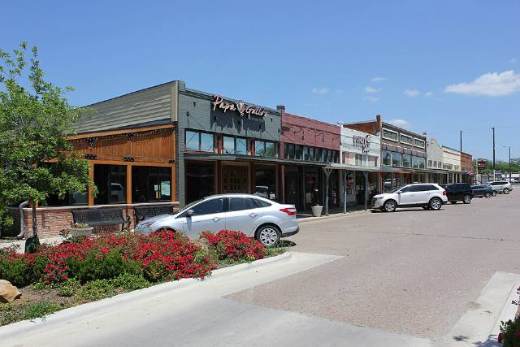 Shops along a street in downtown Celina